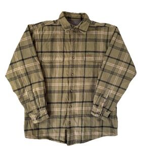 Carhartt Shirt Mens Large Green Plaid Flannel‎ Lined Thermal Button Up Workwear